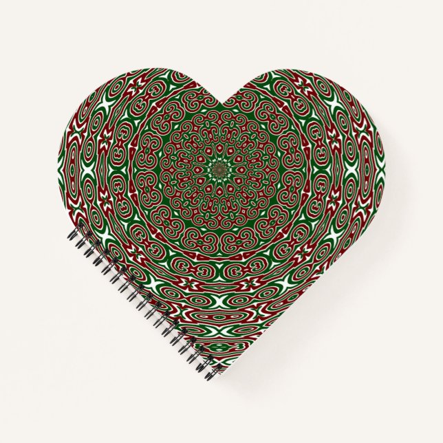Fancy Ornate Maximalist Groovy Christmas Mandala Notebook (Front)