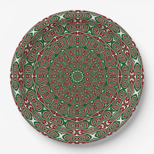Fancy Ornate Maximalist Groovy Christmas Mandala Paper Plate