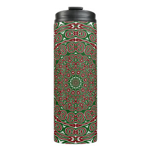 Fancy Ornate Maximalist Groovy Christmas Mandala Thermal Tumbler