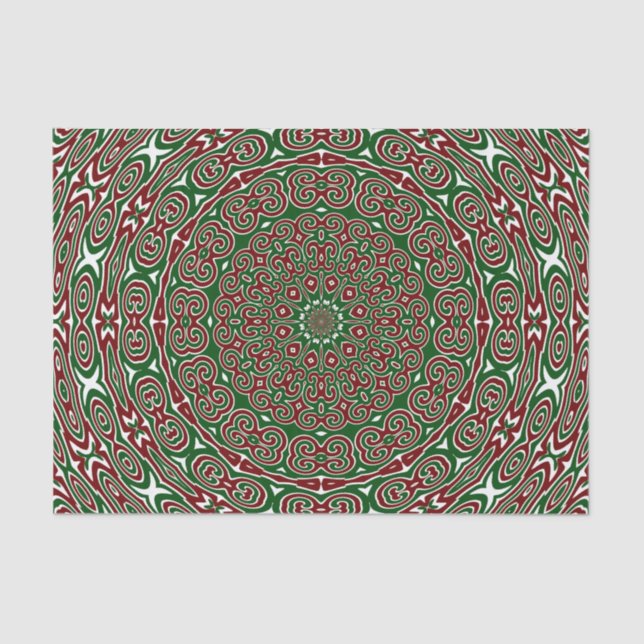 Fancy Ornate Maximalist Groovy Christmas Mandala Tissue Paper (Front)