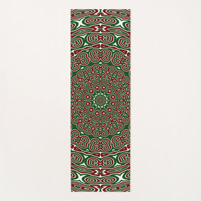 Fancy Ornate Maximalist Groovy Christmas Mandala Yoga Mat (Front)