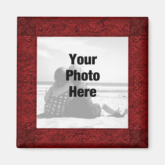 Fancy Ornate red Photo Magnet frame