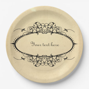Fancy Oval Vintage Frame Customisable Paper Plate