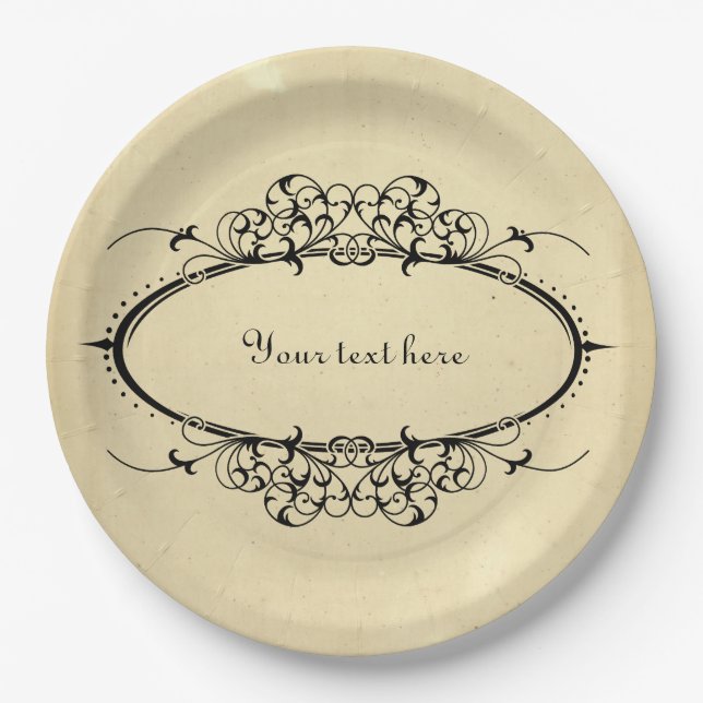 Fancy Oval Vintage Frame Customisable Paper Plate (Front)