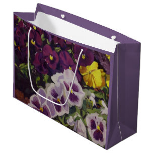 Fancy Pants Pansies Colourful Floral  Large Gift Bag