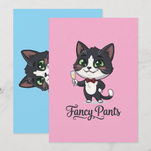 Fancy Pants Tuxedo Cat Cheers Thank You Card