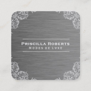 Fancy Pattern Metallic Steel Background Square Business Card