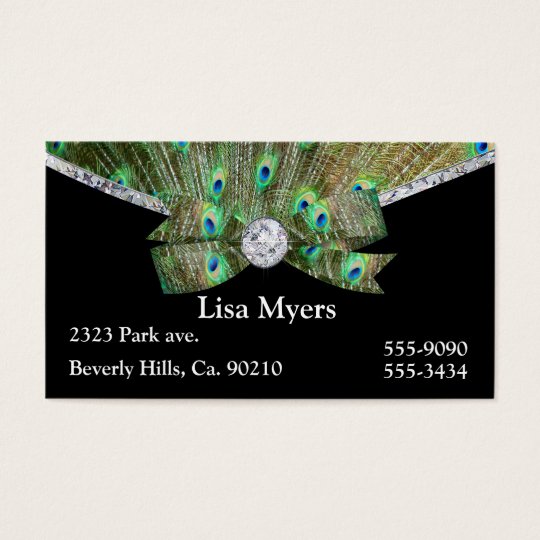 Fancy Peacock Plume & Diamonds Business Card