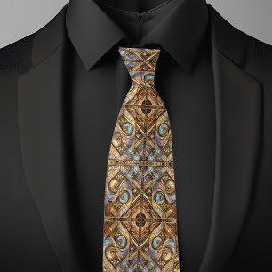 Fancy Pearl Essence and Gold Wedding Neck Tie