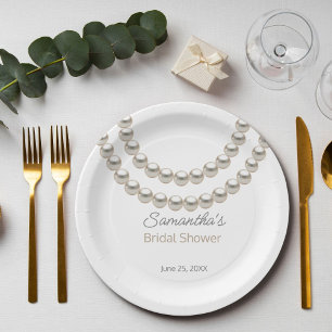 Fancy Pearl necklace Bridal Shower Paper Plate
