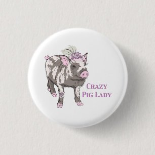 Fancy Pig Lady 3 Cm Round Badge
