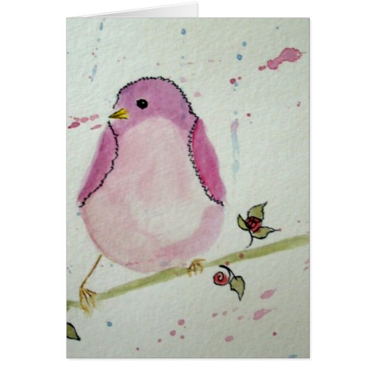 Fancy Pink Bird Blank Greeting Card