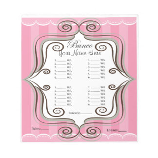Fancy Pink Bunco Sheet Notepad