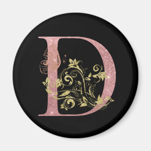 Fancy Pink Glitter Letter D Magnet