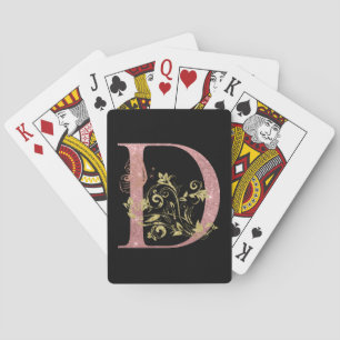 Fancy Pink Glitter Letter D  Playing Cards
