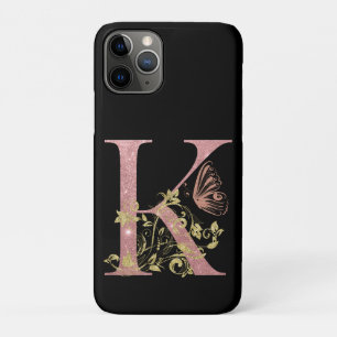 Fancy Pink Glitter Letter K   iPhone 11 Pro Case
