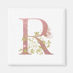 Fancy Pink Glitter Letter R Magnet