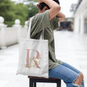 Fancy Pink Glitter Letter R   Tote Bag