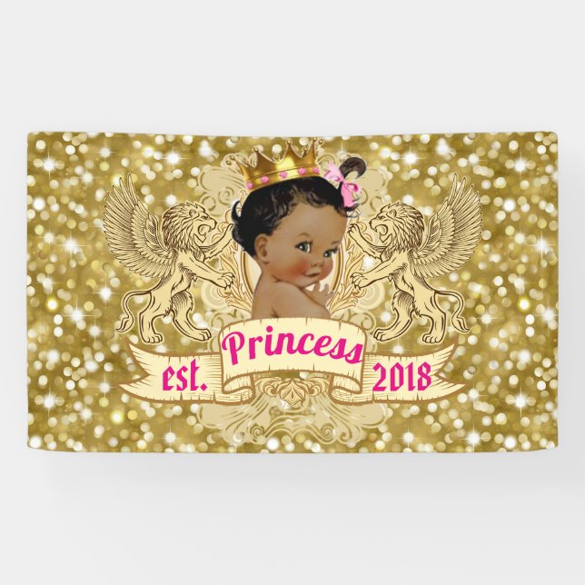 Fancy Pink |Gold Glitter| African Princess Banner (Horizontal)