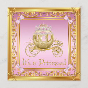 Fancy Pink Gold Princess Baby Shower Invitation