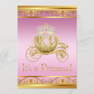 Fancy Pink Gold Princess Baby Shower Invitations