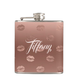 Fancy Pink Kisses  Hip Flask