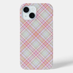 Fancy Pink 'n Green Geometric Plaid iPhone 15 Case