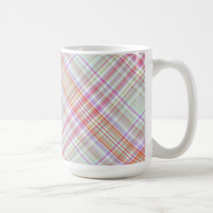 Fancy Pink 'n Green Geometric Plaid Coffee Mug