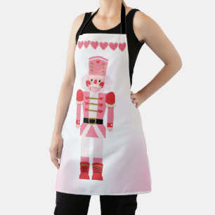 Fancy Pink Nutcracker & Christmas Cookie Hearts Apron