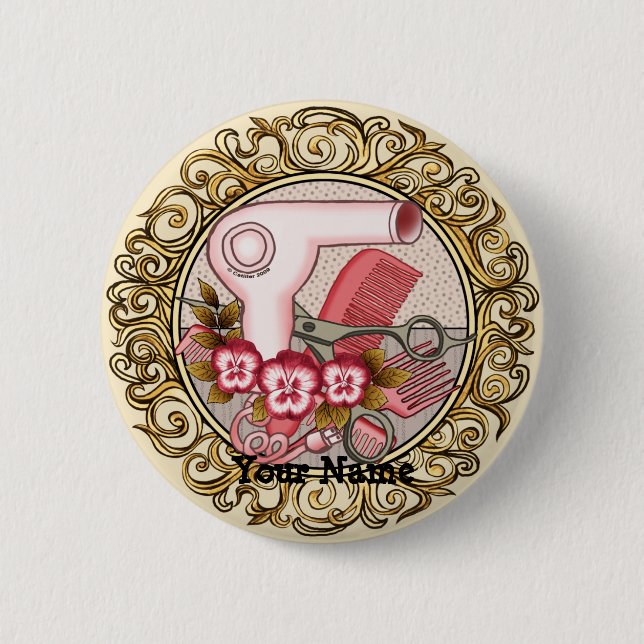 Fancy Pink Pansy Beautician  6 Cm Round Badge (Front)