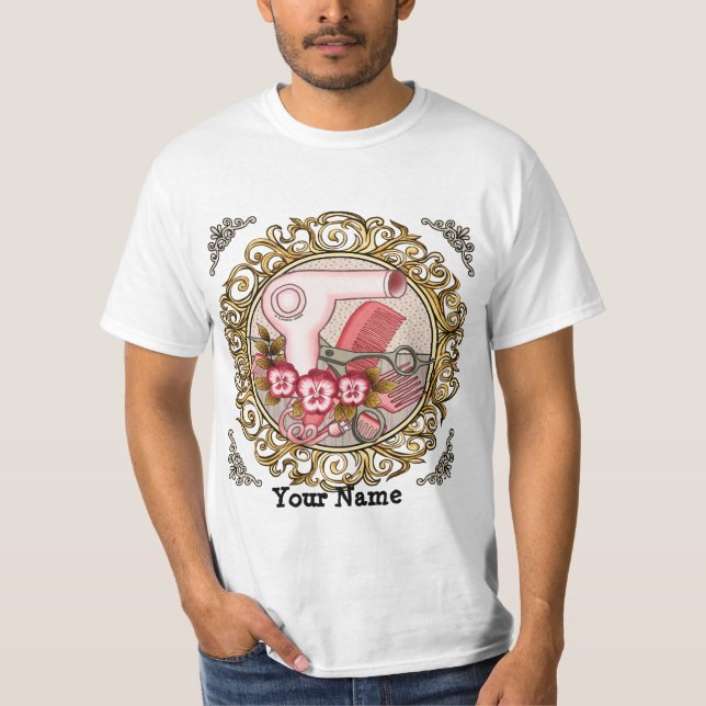 Fancy Pink Pansy Beautician T-Shirt (Front)
