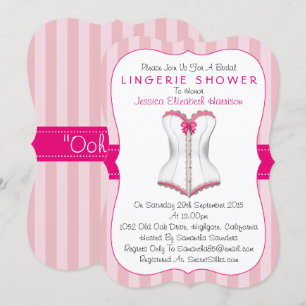 Fancy Pink & White Corset Lingerie Shower Invitation