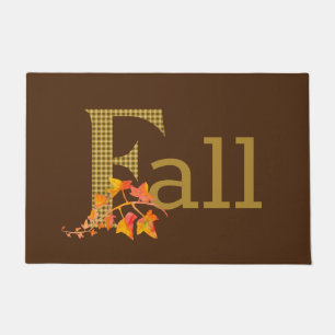 Fancy Plaid Fall Word Art  Front  Doormat