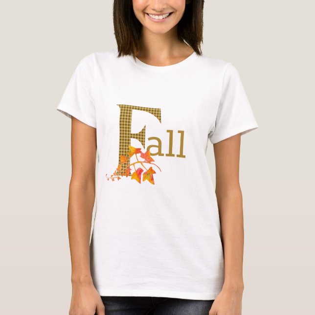 Fancy Plaid Fall Word Art  T-Shirt (Front)