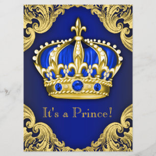 Fancy Prince Baby Shower Blue Invitation