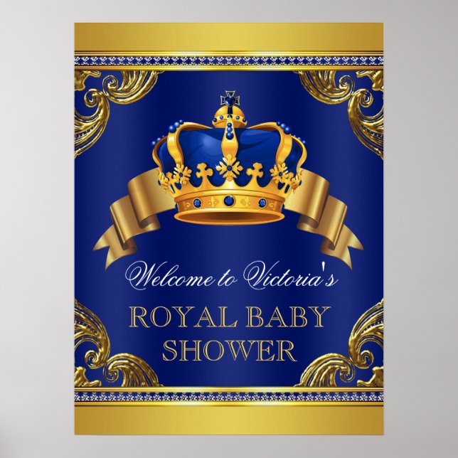 Fancy Prince Baby Shower Welcome Signs (Front)