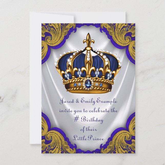 Fancy Prince Birthday Party Invitation (Front)