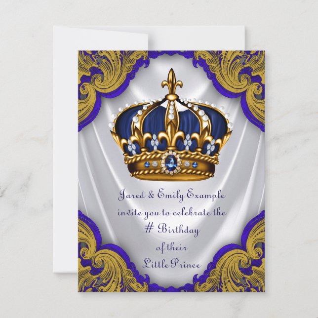 Fancy Prince Birthday Party Invitation (Front)