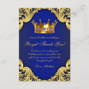 Fancy Prince Birthday Party Thank You Cards