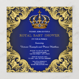 Fancy Prince Boy Baby Shower Invitations