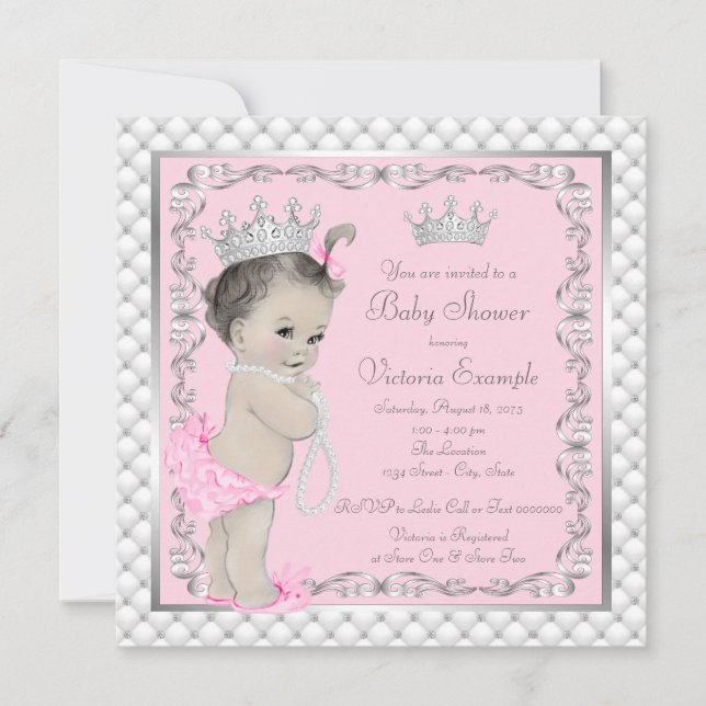 Fancy Princess Baby Shower Invitations (Front)