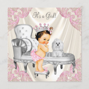 Fancy Princess Baby Shower Ivory Pink Chair Invitation
