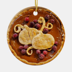 Fancy Pumpkin Pie Christmas  Ceramic Tree Decoration
