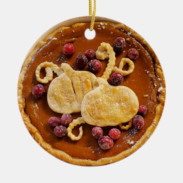 Fancy Pumpkin Pie Christmas  Ceramic Tree Decoration (Front)
