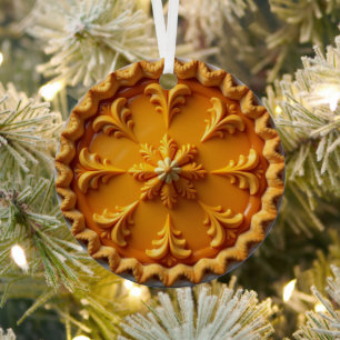 Fancy Pumpkin Pie Personalised Christmas Metal Tree Decoration