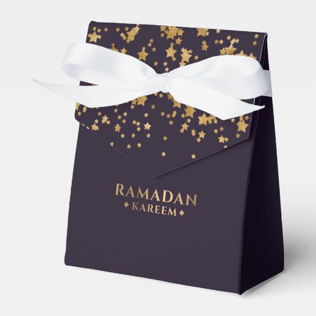 Fancy Purple and Gold Ramadan Kareem Gift Favour Box (Front Side)