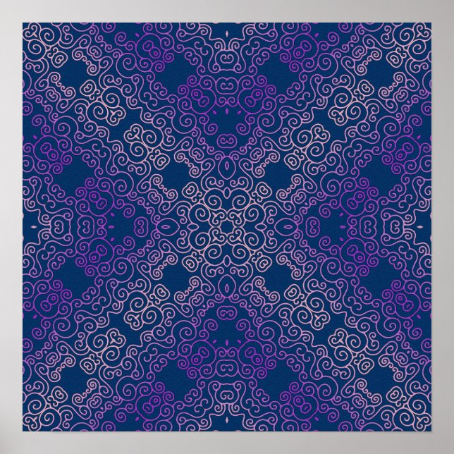 fancy purple arabesque design poster (Front)