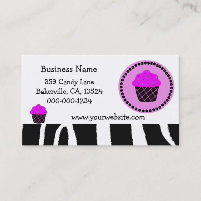 Fancy Purple Cupcake Design Business Card (Front)