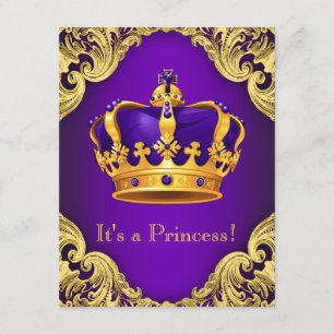 Fancy Purple Gold Princess Baby Shower Invitation