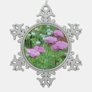 Fancy purple poppies christmas ornament